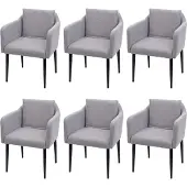 Mendler Set van 6 eetkamerstoel -H93, keukenstoel fauteuil stoel ~ stof/textiel lichtgrijs