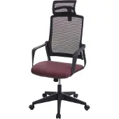 Mendler Bureaustoel -J52, bureaustoel, ergonomische hoofdsteun, kunstleer ~ bordeaux-rood