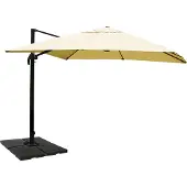 Mendler Zweefparasol -A96, parasol, 3x4m (Ø5m) polyester/aluminium 26kg ~ crème met voet