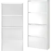 En.casa Schoenenkast met spiegels 4 vouwdeuren 134x63x17 cm wit