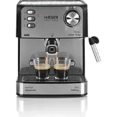 Haeger CM-85B.011A, espressomachine, 1,6 liter, voor koffiekapsules en gemalen koffie, 850 W, zwart, roestvrij staal