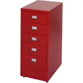 MCW Trolley kast Boston T851, stalen ladekast, 69x28x41cm 5 laden ~ rood