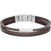 Fossil Armband donkerbruin / zilver
