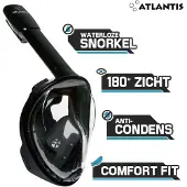 Atlantis Snorkelmasker - Duikbril - Snorkel - Snorkelset - Full Face Masker - Volwassenen - Zwart - S/M