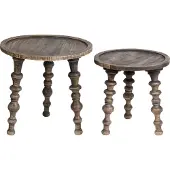 Beliani MARNOO - Bijzettafel-Donkere houtkleur-Mangohout