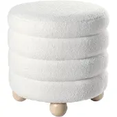 Beliani CHILLY - Poef - Gebroken wit - Bouclé