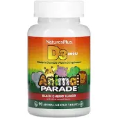 Natures Plus , Animal Parade, Vitamine D3, Zwarte Kers, 500 IU, 90 Dier-vormige Tablets