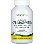 NaturesPlus , Slikbare Cal/Mag/Vit D3, Chocolate, 60 Slikbare Tablets