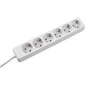 Bachmann SELLY stekkerdoos 6x geaard contact, wit, 1,5 m