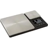 KitchenAid Keukenweegschaal, Digitaal, Dubbel Weegplatform, 5 KG, 500 GR, Tarrafunctie, Zilver -