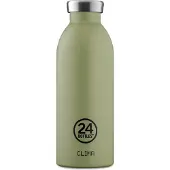 24Bottles Drinkfles 'Clima' olijfgroen / zwart / zilver