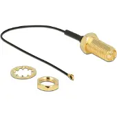 DeLOCK MHF 4 (v) - RP-SMA (v) kabel - Micro Coax (0,81 mm) - 50 Ohm / zwart - 0,10 meter