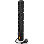 Acar S10 Serie - Overspanningsbeveiliging Stekkerdoos - Zwart - 10 Stopcontacten - 3m Kabel