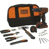 Black & Decker BDCDC18HTSA Accuboormachine, 18 V, inclusief 20 delig gereedschapsset en tas