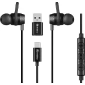 Sandberg USB-C/A In-Earset met Lijn-Mic (Bedraad, USB-C), Kantoorheadset, Zwart