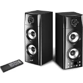 Genius SP-HF2800 BT luidsprekers: 2.0 kanaal, 60W, houten behuizing, Bluetooth, USB, afstandsbediening