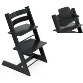 Stokke Tripp Trapp kinderstoel beuken/zwart incl. babyset V2 zwart
