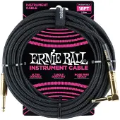 Ernie Ball 18ft Straight-Angle Braided Instrument Cable Black/Gold