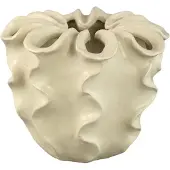 Ptmd Rudie Cream Matt Ceramic Pot With Wavy Print M (Beige, 32.5x28x32.5cm)