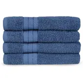 Good Morning Badstof Handdoek 100% Katoen 50x100cm - denim - Set van 4