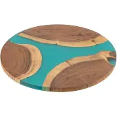 J-Line Snijplank Rond Acacia Hout/Hars Naturel/Blauw