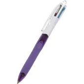 BIC Balpen 4kleuren grip fashion medium paars | 12 stuks