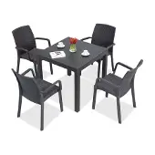 BICA Kunststof rotan meubelset Dallas/Indiana antraciet voor 4 personen