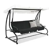 Garden Point Metalen tuinschommel Roma zwart-wit