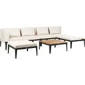 Beliani BRACCIANO - Loungeset 4-zits ottomaan - Lichtbeige - Acaciahout