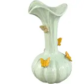 Ptmd Tamarae Green Ceramic Flowy Vase W Butterfly L (Groen, 23x44x23cm)