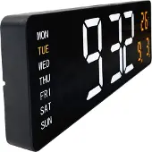 Nextime - Digitale wand|alarmklok 38,8x12,9x3,2cm-Zwart-ABS-