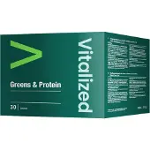 Vitalized Greens & Protein Zakjes | Mix van plantaardige eiwitbronnen, bladgroenten en spirulina (30 Zakje(s))