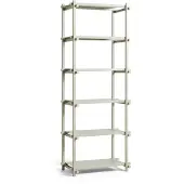 HAY Kast Woody Shelving Smokey Grey Beech Frame 2.0 Smokey Grey Steel Shelves Column High