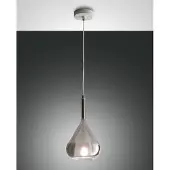FABAS LUCE Glazen hanglamp Lila, dimbaar, alu / grijs / zink, Woon-/ Eetkamer, Glas, Modern, hanglamp