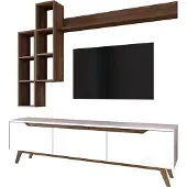 Skye Decor Modern TV-meubel met planken met melamine coating | Wit notenhout