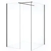 Maxaro Diamond Inloopdouche | 140x70 cm Zwart metaal Helder glas 2 vaste wanden