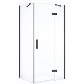 Maxaro Diamond Douchecabine | 110x80 cm Zwart chroom Helder glas Draaideur Rechthoek
