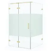 Maxaro Diamond Douchecabine | 110x110 cm Lichtgoud Helder met matte strook Draaideur Vierkant