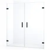 Maxaro Diamond Douchedeur | 175 cm Zwart chroom Helder glas Draaideur