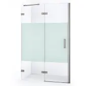 Maxaro Diamond Douchedeur | 110 cm Rvs Helder met matte strook Draaideur