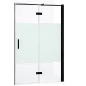 Maxaro Diamond Douchedeur | 120 cm Mat zwart Helder met matte strook Draaideur