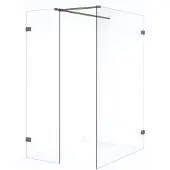 Maxaro Diamond Inloopdouche | 130x60 cm Zwart metaal Helder glas 2 vaste wanden