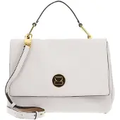 Coccinelle Leren Handtas Schoudertas Liya Handbag Blanco / Skin Crème