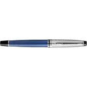 Waterman Expert Deluxe, vulpen, metaalkleurige en blauwe lak met palladium-gecoat detail, fijne penpunt met palladium
