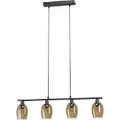 Eglo ZABALEA Langwerpige Hanglamp – Zwart & Amber Glas