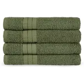 Good Morning Badstof Handdoek 100% Katoen 50x100cm - green - Set van 4