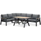 LUX outdoor living Lola dining loungeset 6 personen | aluminium + polywood | antraciet | 3-delig - 288x220cm