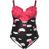 Ulla Popken Badpak rosa / zwart / wit