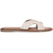Manfield Goudkleurige leren slippers | Maat 40