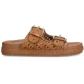 Manfield Cognac leren slippers | Maat 36